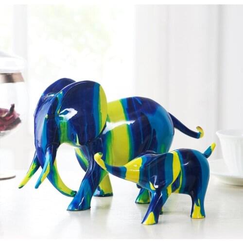 PAINTING LUCKY ELEPHANT ARTS SCULPTURE DECORATION ABSTRACT ANIMAL SCULPTURE STATUE CREATIVE HOME DECOR RESIN CRAFTS R4480