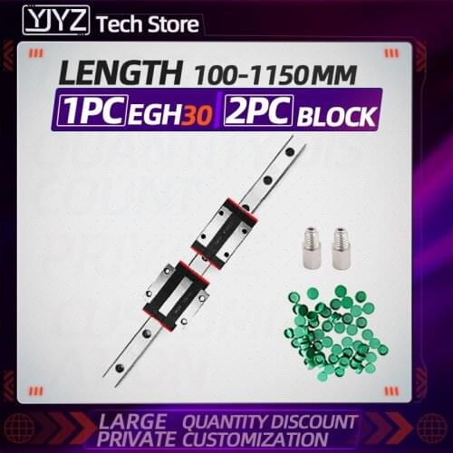 1pc 100-1150mm EGH30 linear rail guide + 2pcs EGH30CA / EGW30CC bearing CNC parts Free shipping