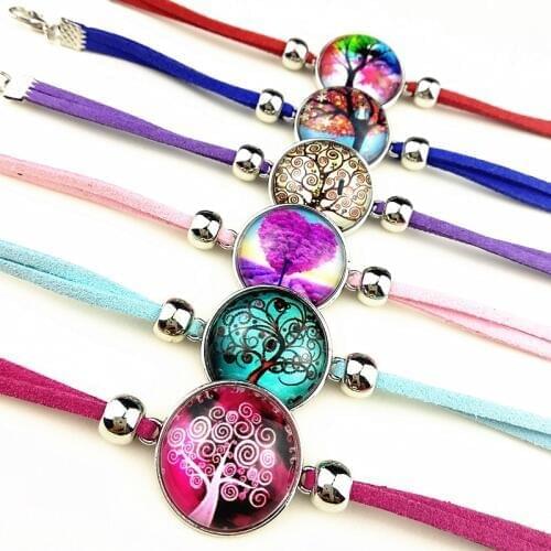 24pcs Tree of Life,cashew flower,mandala,rose multicolored Glass cabochon Ethnic Style Retro Style charm bracelets for women