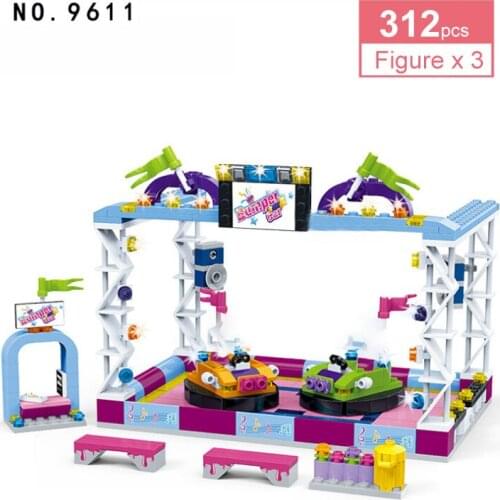 312Pcs Girls Amusement Park Series Bumper Car Building Blocks Playground Friends Playgame DIY Bricks Toys For Children Gifts
