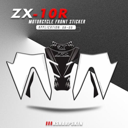 3D Gel Motorcycle Front Fairing Sticker Protector Number Board Moto Engine Vehicle decals for Kawasaki ZX10R 2008-2009