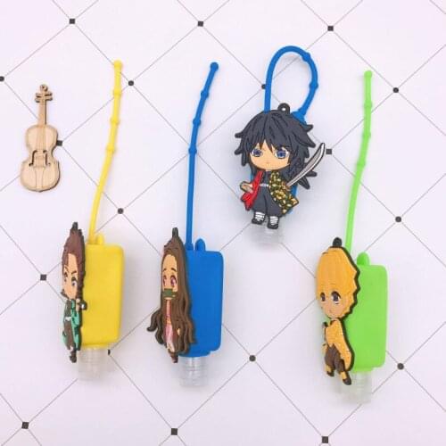5PC/set cartoon peripheral Kimetsu no Yaiba hand sanitizer bottle set travel portable sub-bottling student silicone empty bottle