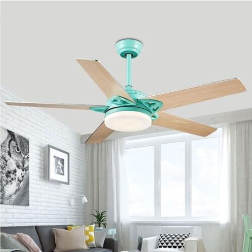 52 inch Yarn nickel led ceiling fan light with lights remote control ceiling fans ceeling ventila Silent Motor five metal blade