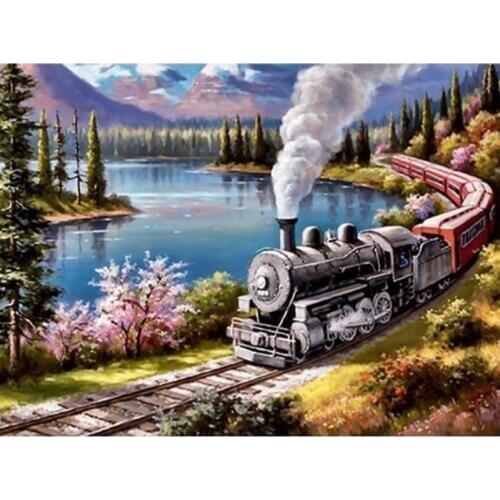 Diamond Painting Landscape Picture Traditional Train Mosaic Full Square Rhinestone Diamond Embroidery 5D DIY Decor Home ll110