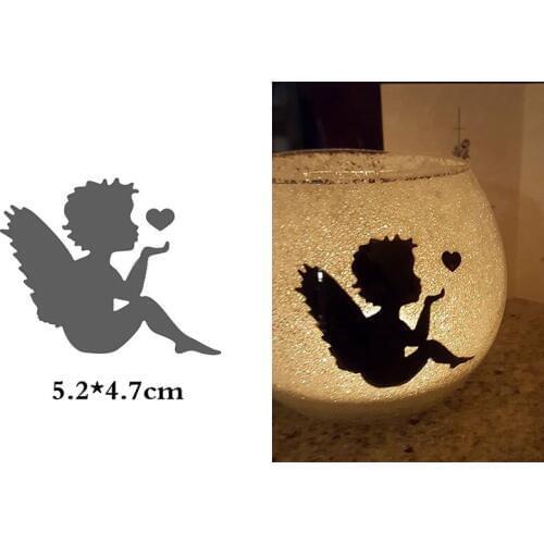 Angel With Heart Metal Cutting Dies Silver Stencil For Scrapbooking Paper Cards Handmade Crafts Decorative