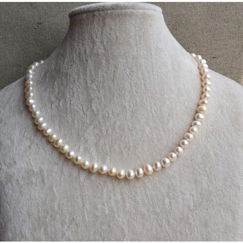 White Pearl Jewelry, 50cm AA 6-7mm Freshwater Pearl Necklace,100% Real Pearls Necklace,Girls Lasys Jewelry