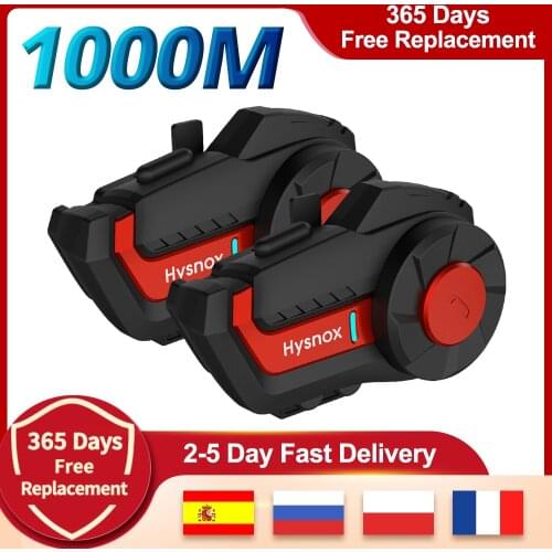 1000m Bluetooth-Compatible 5.0 Moto Helmet Headset Motorbike Earphone Waterproof Wireless BT Motorcycle Helmet Intercom 2 Raders