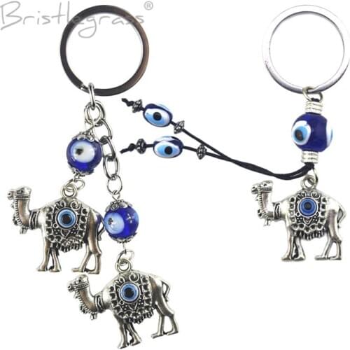 BRISTLEGRASS Turkish Blue Evil Eye Camel Keychain Key Chain Ring Holder Amulets Hanging Pendant Lucky Charms Blessing Protection