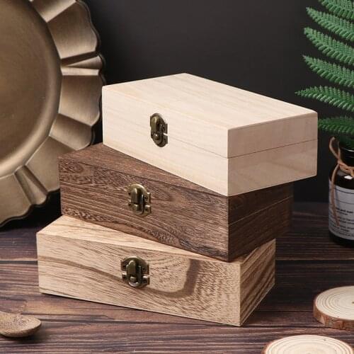 1 Pc Retro Jewelry Box Organizer Desktop Natural Wood Clamshell Storage Case Home Decoration Handcrafted Wooden Gift Boxes