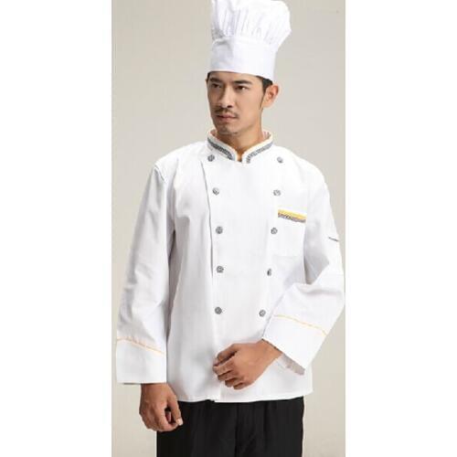 Long Sleeve Double-Breasted Concise Chef Kitchen Work Wear Long Sleeve Restaurant Chef Jackets White Cake Chef Clothing 18