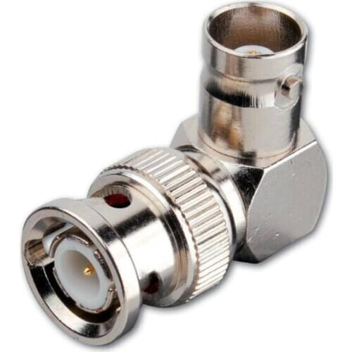 ESCAM 5pcs copper BNC Male Plug to BNC Female Jack Right Angle 90 Degree Adapter Coaxial connectors