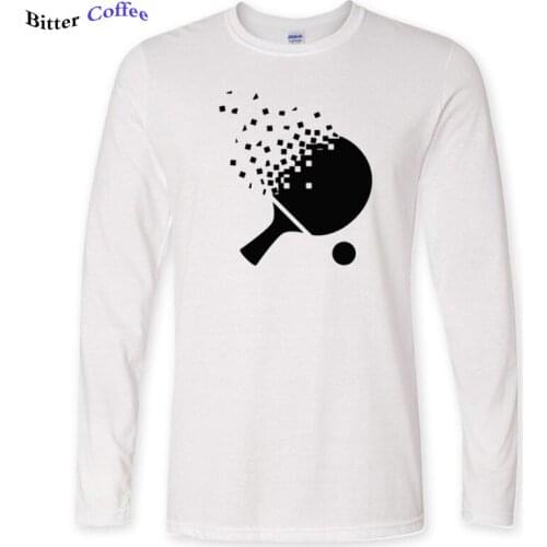 Autumn Streetwear Men Cotton O-Neck Long Sleeve Fitness Sport T-Shirts Funny Table Tennis Printed T Shirt Mens Tees Plus Size