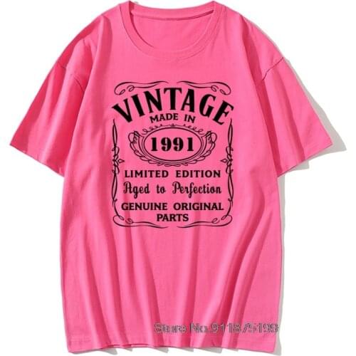 Vintage Born In 1991 Birthday Men T Shirt 30 Years O-Neck 100% Cotton TShirts Retro Hip Hop Tees Boyfriend Gift
