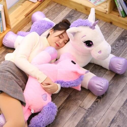 Giant 110/60cm Unicorn Plush Toy Soft Stuffed Popular Cartoon Unicorn Doll Animal Horse Toy High Quality Toys for Children Girls