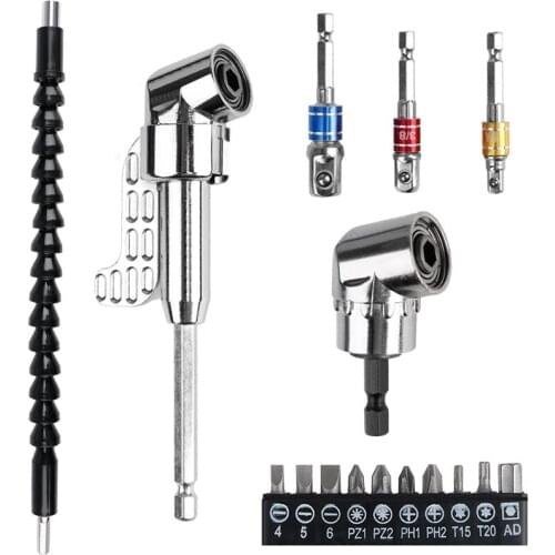 Hot Flexible Shaft Right Angle Drill Screwdriver Bits Drill Extension, 3Pcs Impact Socket Adapter, 10Pcs Screwdriver Bits