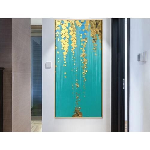 Oil Painting on Canvas Art Wall Gold and Green For Living Room Home Decor hand Painted canvas painting