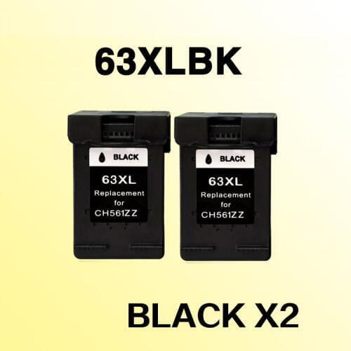 2pcs black ink cartridge compatible for63 63xl compatible for 63 3630 3632 4652 4655 4522