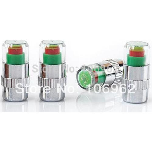 4 pcs/lot 2.4 Bar TPMS Valve Caps Car Bike Motorcycle Tire Pressure Monitoring Alert Indicator Valve Stem Covers High Quality