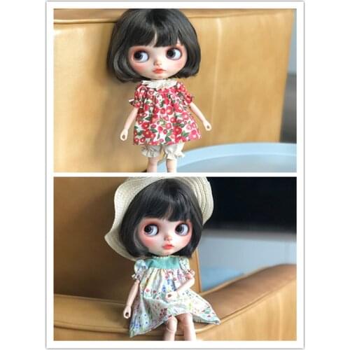 1/6 Doll Flower Dress Blyth Puff Sleeve Combined Clothest (Fit ICY, Pullip,BJD, Lati, Azone, Ob24, JerryB, Barbiedoll)