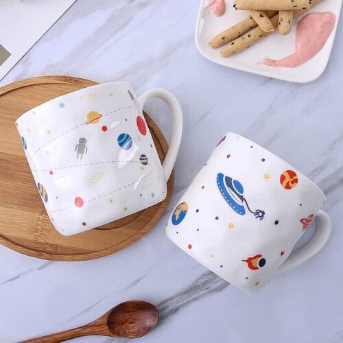 Cute Cartoon Mug Creative Print Breakfast Ceramic Water Nordic Mug Smoothie Coffee Kubek Ceramiczny Kitchen Supplies DE50MK