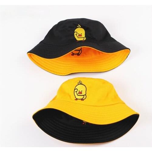 Summer Sun Hat Reversible Duck Bucket Hat for Men Women Cotton Bob Sad Boys Panama Fold Girls Beach Travel Outdoor Fisherman Hat