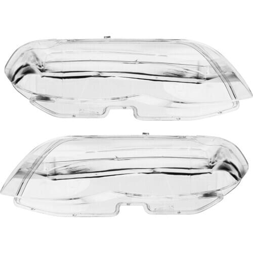 Left & Right High-quality Car Mirror Cover Car Headlight Headlamp Clear Lens Replacement for BMW E53 X5 2004-2006