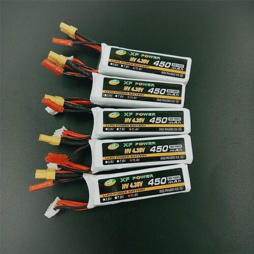 Lipo Battery 11.4V 450MAH 3S HV 4.35V 80C 160C With JST XT30 Plug for RC FPV Racing Drone Quadcopter Lithium Battery