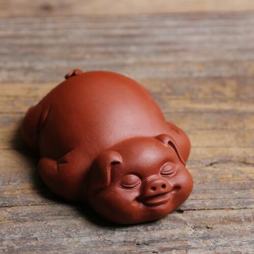 LUWU Zisha tea pets cute pig yixing purple clay tea play handmade kitchen tea accessories