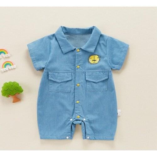 Menoea Fashion Toddler Rompers Denim Casual Cartoon Lion Pattern Infant Girls Boys Cute Bodysuits Casual Clothes Suit