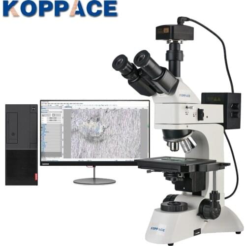 KOPPACE 5 Million Pixels 50X-500X Metallurgical Microscope Transflective Lighting System Provide Image Measurement Software