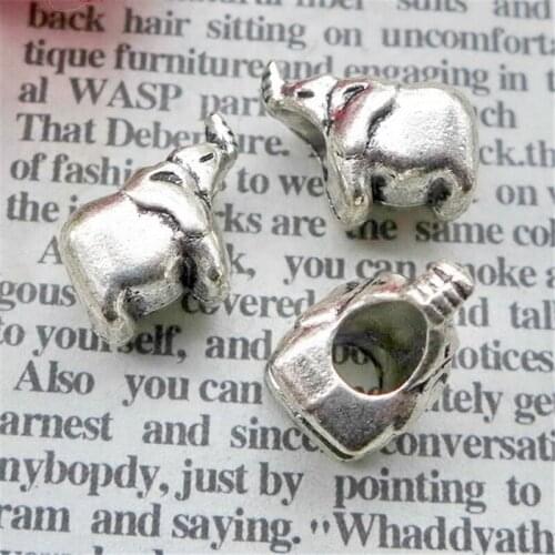 50Pcs/lot Cute Cartoon Elephone Beads 11.5x13.5x9.2MM Big Hole Animal Beads