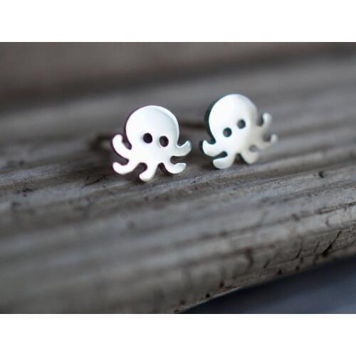 Mini Octopus Earrings For Women Children Best Friend Gifts Stainless Steel Rose Gold Sea Creature Animal Earings Fashion Jewelry