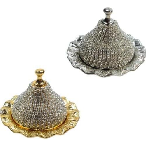 Mini Turkish Delight and Sugar Bowl Swarovski Stone Design Candy Dish With Lid Decorative Authentic Medieval Style Wedding Gift