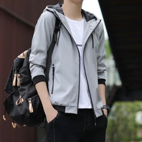 Mens jacket in spring and autumn of 2021, new clothes, Korean trend, slim coat, casual mens jacket, soft sportswear