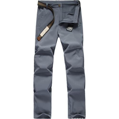 Outdoor Fleece Windproof Thicken Warm Soft Shell Tactical Pants Mens Winter Riding Training Climbing Waterproof Thermal Trousers