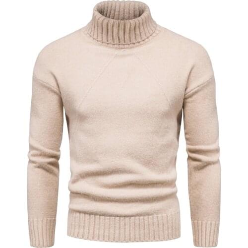 New Mens Turtleneck Sweaters and Pullovers Autumn Solid Knitted Turtleneck Wool Sweater Casual Men Pullover Brand Clothing