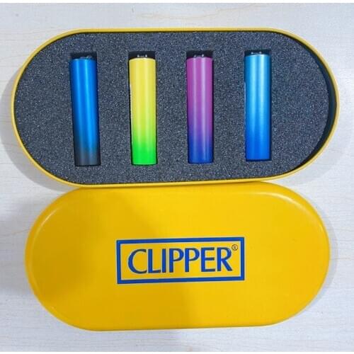 Original Clipper Lighter Metal Grinding Wheel Butane Gas Lighter 4Pcs Exquisite Metal Box Packaging Use For Collection And Gift