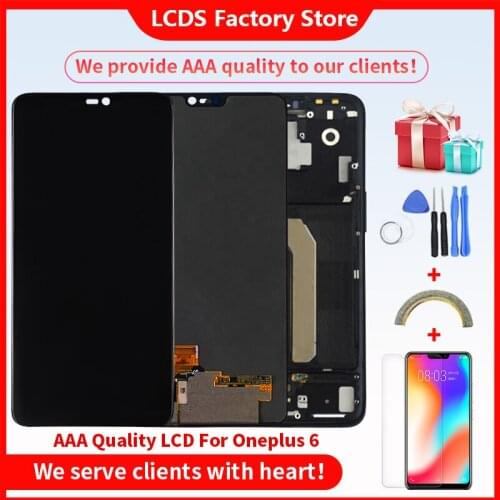 Original Super AMOLED With Frame For Oneplus 6 LCD Display Screen For Oneplus 6 LCD With Frame Screen 10-Touch 6.28” 2280*1080