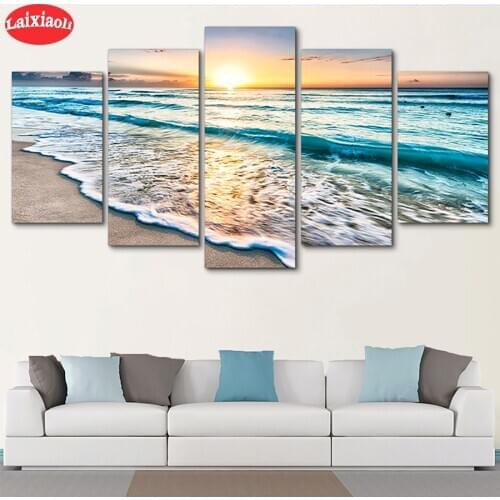 Full diamond painting pictures Natural scenery, sunset beach for embroidery diamond mosaic paintings wall stickers decoration