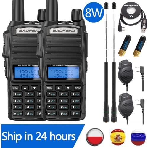 2PCS Baofeng UV-82 Plus 8W Walkie Talkie UV82 CB Radio Station 10KM VHF UHF Dual Band UV 82 Two Way Radio Ham Radio