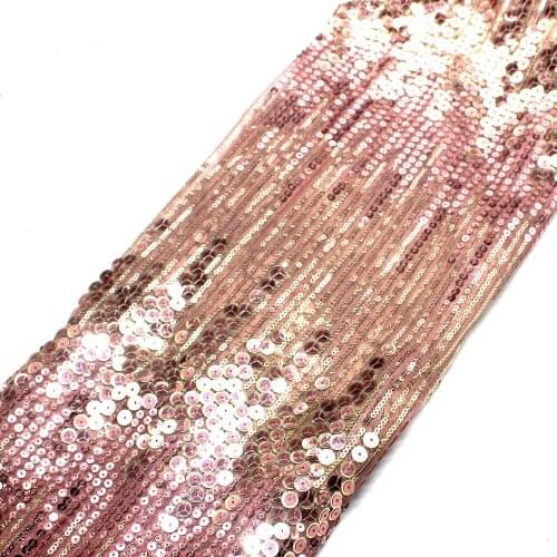 Champagne Gold Sequined Lace Fabrics For Dress Allover Embroidered Fabric Sequins Table Cloth 132cm