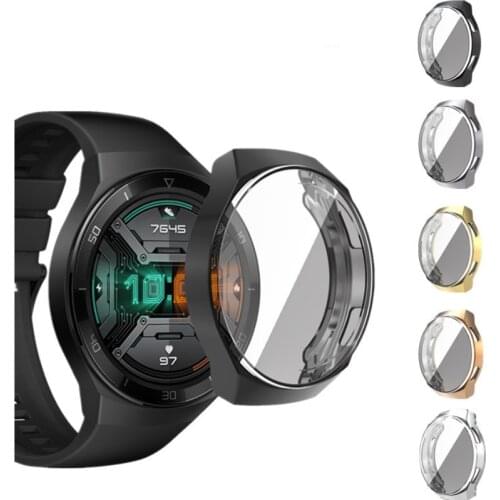 TPU Soft Edge Glass Screen Protector Case Shell Frame For Huawei GT 2e/GT2 E Sport Watch GT2e Protective Bumper Cover Accessory