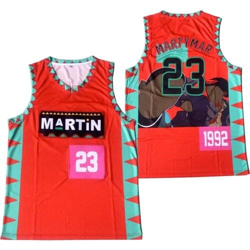 BG basketball jerseys MARTIN 23 MARTYMAR jersey Embroidery sewing Outdoor sportswear Hip-hop culture movie Red 2021 summer