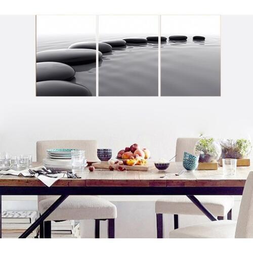 Vintage Home Decor Pebbles Stones and Ocean Scenery Printed on Canvas Painting Modular Picture for Office Room Wall Decor Calmly