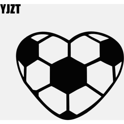 YJZT 12.8CM*10.6CM Vinyl Decal Car Sticker Heart Football Black/Silver C3-1746