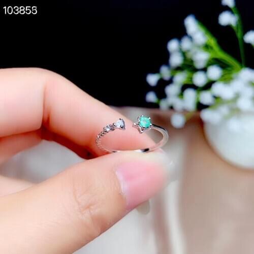 CoLife Jewelry 100% Natural Emerald Ring for Young Girl 3mm Emerald Silver Ring 925 Silver Emerald Jewelry Gift for Woman