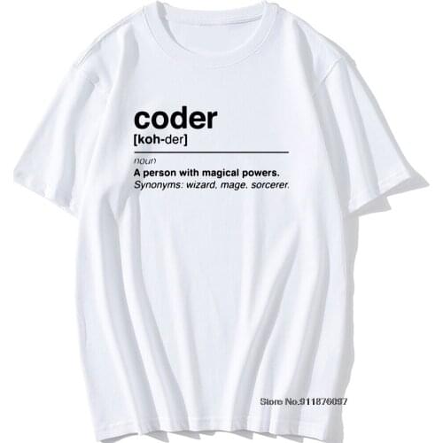 Coder Funny T Shirt Magic Power Programmer Men TShirt Just Love Code Tees Cotton Short Sleeve Coding Web Programmer Dad T-shirts