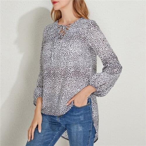 Women Casual Vintage Printed Chiffon Shirt Long Sleeve Leopard Shirt Loose Plus Size Clothing For Women Ladies Blouses