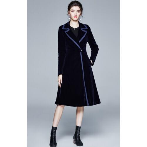 ZUOMAN Women Autumn & Winter Long Elegant Velvet Trench Coat Female High Quality Vintage Blazer Designer Outerwear & Coats