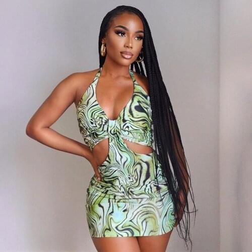 Dress Women Summer wind 2021 new spring fashion sexy hollow out hang back neck tie dewy dress Dresses Casual Vestidos BLG134607